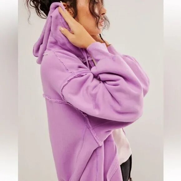 NWOT Free People We the Free By Your Side Lined Hoodie Bubble Tea size- LARGE - Picture 2 of 5